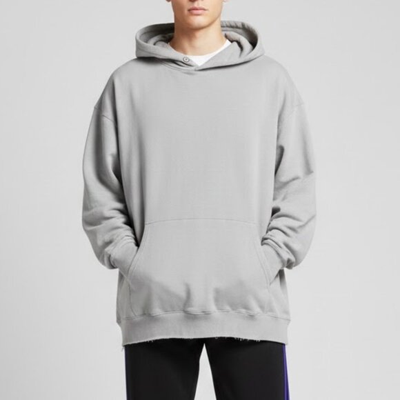 Homme + Femme Hoodie Unisex 3XL Gray Oversized Raw Hem Cotton Sweatshirt - Picture 2 of 12